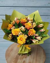 Букет цветов из:  Альстромерии и Розы #REPLACE_PRED# Пролетарский Московской области