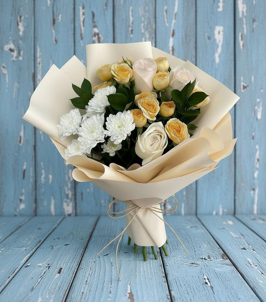 Букет цветов из: Розы и Хризантемы в Пролетарский Московской области