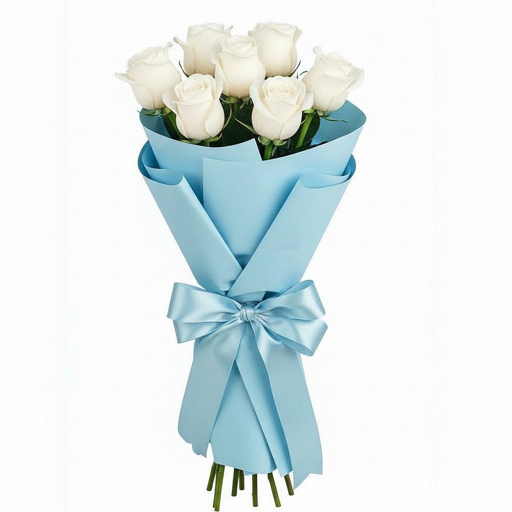Букет 7 белых роз Проуд в Пролетарский Московской области
