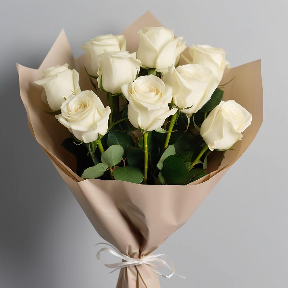 Букет 9 Белых роз Эдлесс Лав в Пролетарский Московской области