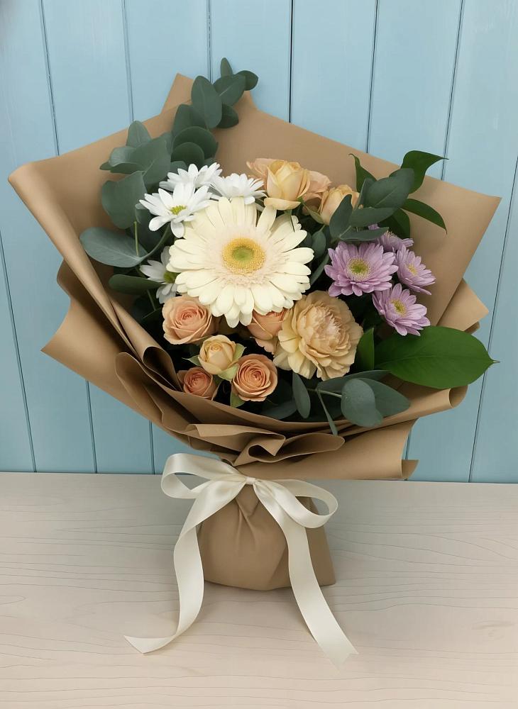 Букет цветов из: Герберы и Хризантемы в Пролетарский Московской области