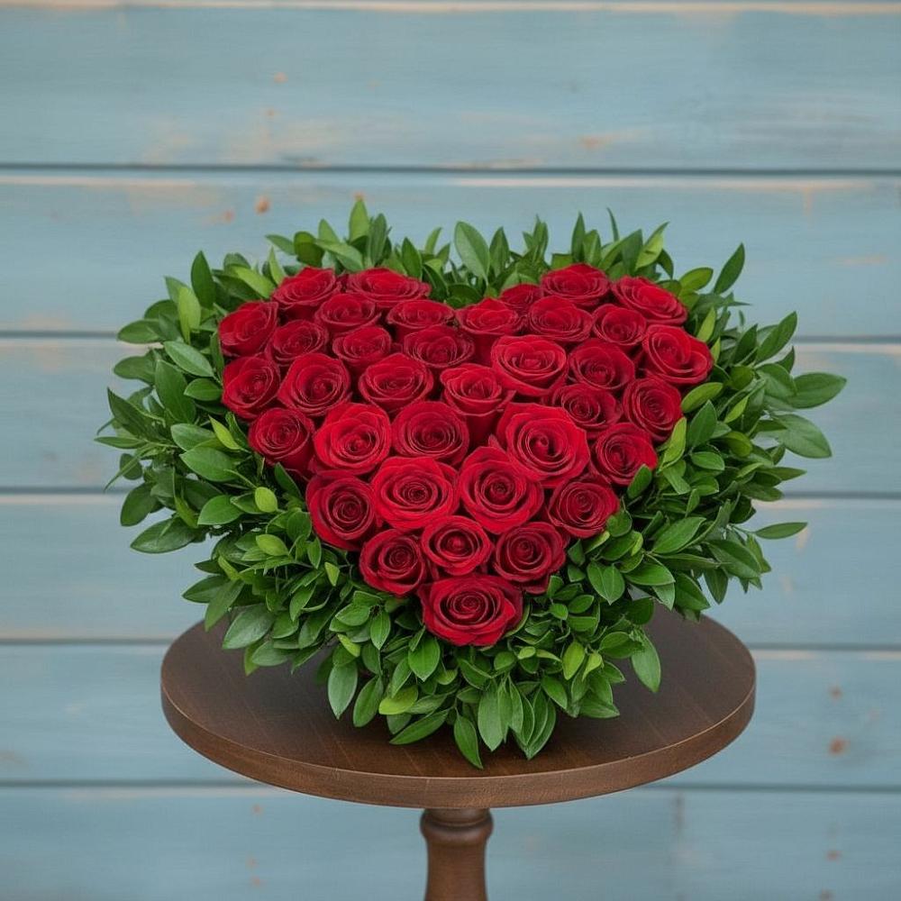 Цветочная композиция из Розы в виде сердца в Пролетарский Московской области