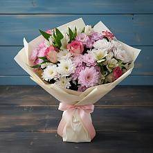 Букет цветов из:  Хризантемы, Альстромерии и Розы #REPLACE_PRED# Пролетарский Московской области