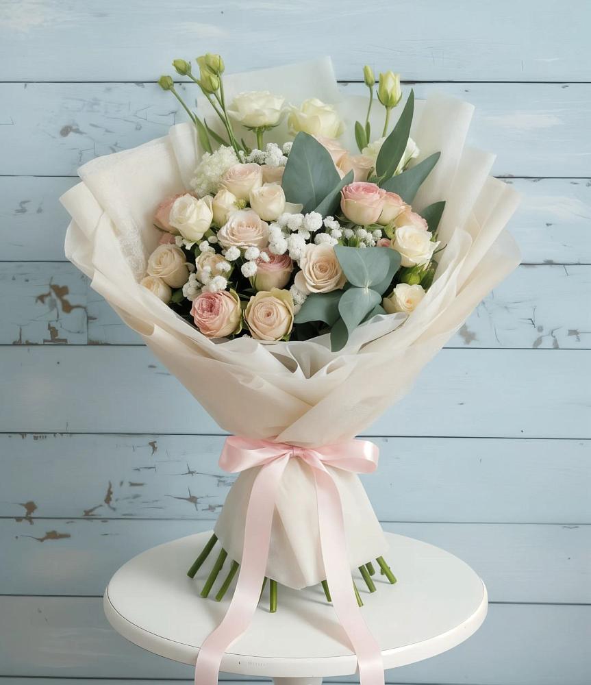 Букет цветов из: Розы и Лизиантусы в Пролетарский Московской области