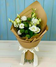 Букет цветов из:  Хризантемы и Лизиантусы в Пролетарский Московской области