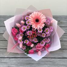 Букет цветов из:  Розы, Герберы и Хризантемы #REPLACE_PRED# Пролетарский Московской области