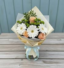 Букет цветов из:  Герберы, Розы и Хризантемы #REPLACE_PRED# Пролетарский Московской области