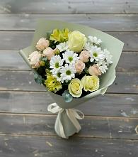 Букет цветов из:  Альстромерии, Розы и Хризантемы в Пролетарский Московской области