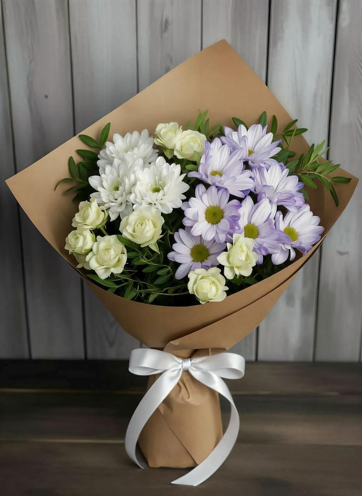 Букет цветов из: Хризантемы и Розы в Пролетарский Московской области